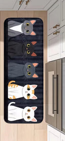 Cat Stripe Cartoon Kitchen Mats Non-Slip Runner Rugs with Playful Cat for Home, Bathroom, and Laundry Room Decor, Bathroom Decor