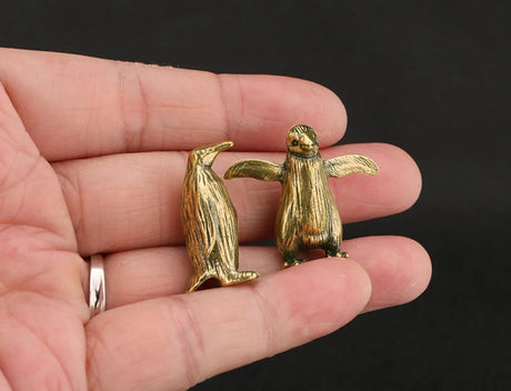 Funny Brass Standing Little Penguin Statue Desktop Decorative Trinkets Creativity Marine Animal Cute Craft Collection Children