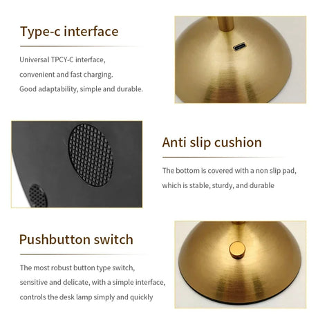 Table Lamp LED Touch Sensor  Dimmable Desktop Night Light Rechargeable Wireless Reading Lamp for Hotel Bar Bedroom Decor Light