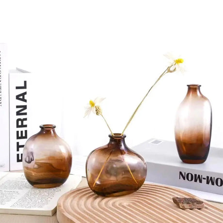 Fashion Gradient Color Glass Flower Vase Mini Irregular Hydroponic Vase Flower Arranger Vase Ornaments Home Decoration