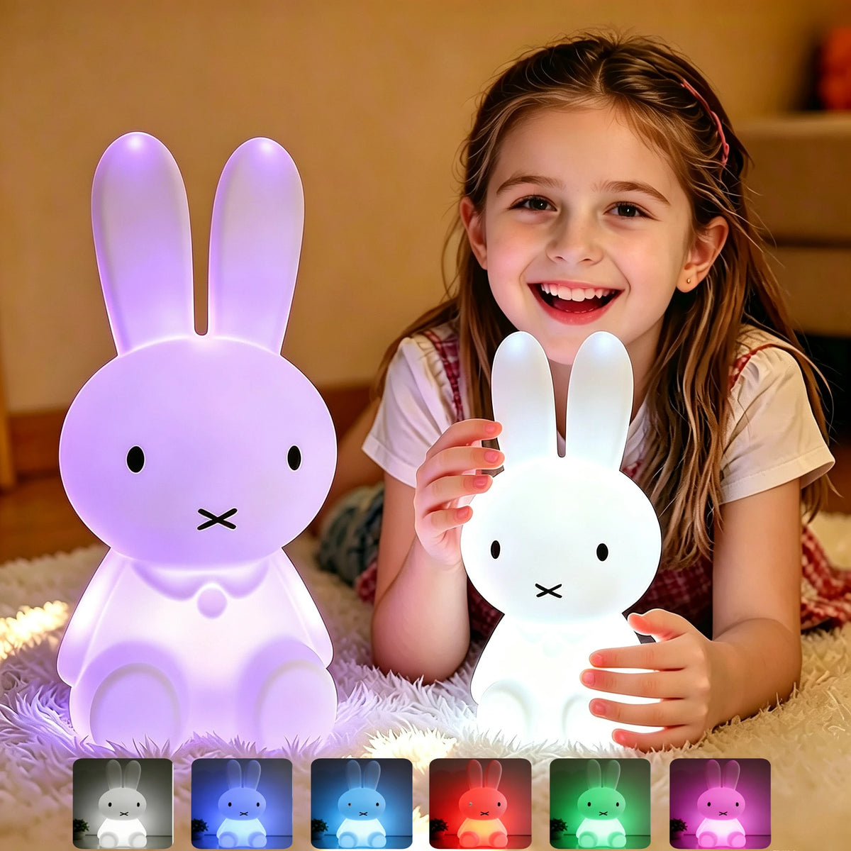 Miffy Rabbit Mood Light with Remote Control Dimming Cute Cartoon Children's Gift Bedroom Bedside Lamp Living Room Floor Lamp