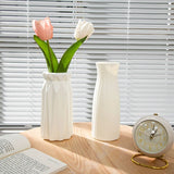 Nordic Vases Pure White Plastic Vases Imitation Ceramic Flower Vases Desktop Flowerpot Wedding Decor Home Ornament