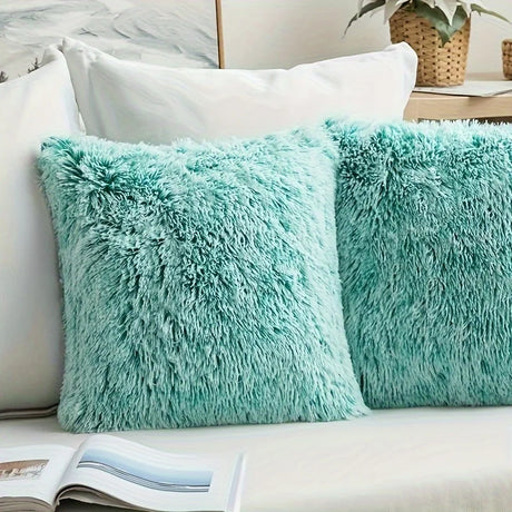 Soft Fur Cushion Cover 43x43cm Cozy Plush Decorative Pillow Cover for Living Room Sofa Decor Pillowcase White Grey Cushion Case