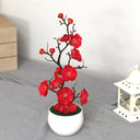 Artificial Plum Blossom Potted Plant, Fake Wintersweet Flower Bonsai for Home Tabletop Decor Chinese Style Floral Ornament