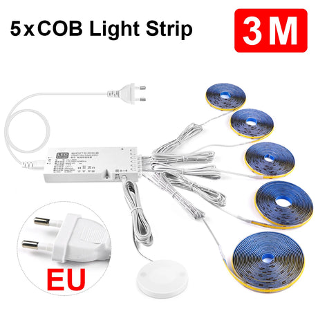 Smart Penetrable Wood COB LED Strip Touch Sensor Light 320Leds/m Warm/Neutral White Parallel Lights Kitchen Backlight Lighting