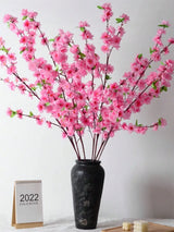 1pc Pink Artificial Peach Blossom Branch Home Wedding Party Landscape DIY Decoration Cherry Blossom Silk Flower Tree Decoration
