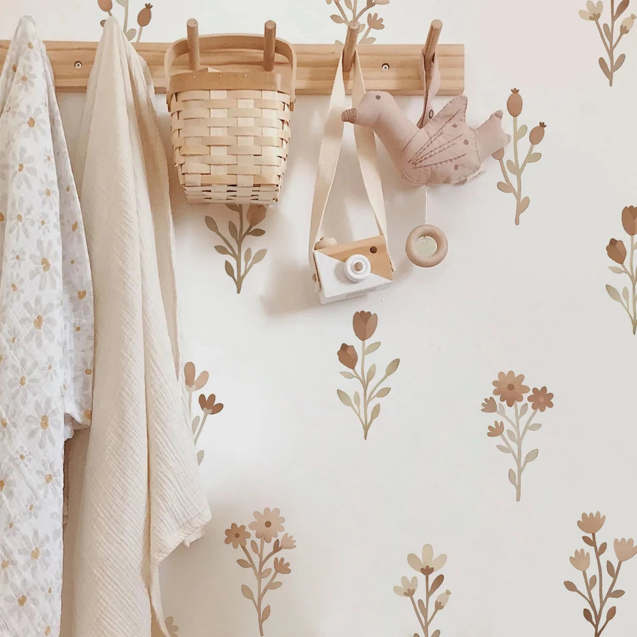Flowers Wall Stickers for Bedroom Living Decor Wall Decals Girls Room Decorative Wall Stickers Baby Nursery Room Kids Room