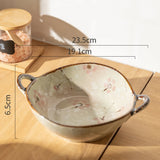 7.5inch Household Noodle Bowl Ceramic Soup Bowl With Handle Salad Pasta Bowl Kitchen Tableware Microwave Oven Bakware