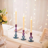 3Pcs Glass Candlestick Holders Glass Taper Candle Holders Groovy Wavy Elegant Candle Stick for Home Party Decoration