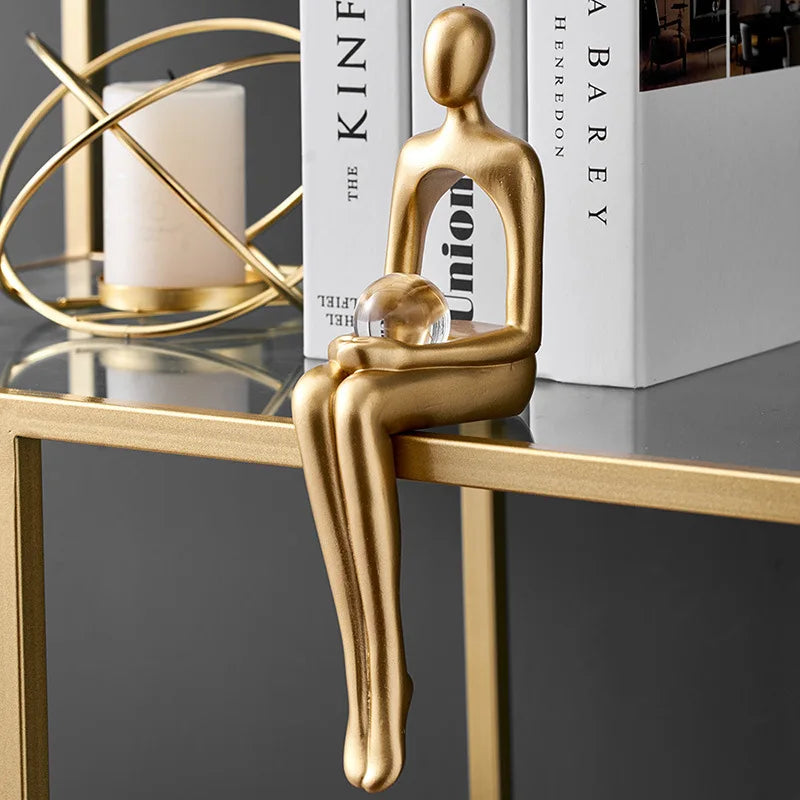 Light Luxury Human Body Art Ornament Decorate Abstract Resin Creative Golden Arts And Crafts Home Office Business Originality