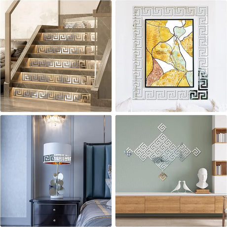 3D 5/10CM Square Self Adhesive Waist Line Mirror Sticker Wall Stickers for Living Room Ceiling Edge Strip Corner Line Wall Decor