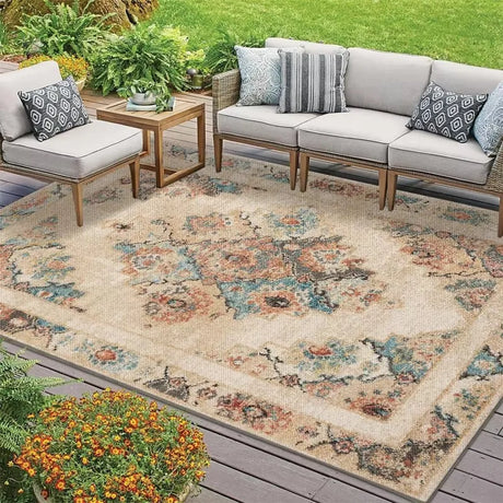 Bohemian Carpet American Country Vintage Mat Living Room Tea Table Mat Outdoor Balcony Fully Covered Rug Courtyard Floor Mats