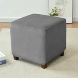 Velvet Square Ottoman Cover Soft Elastic Footrest Slipcovers for Living Room House Pouf Stool Covers Furniture Protector Case