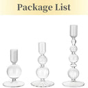 3Pcs Glass Candlestick Holders Glass Taper Candle Holders Groovy Wavy Elegant Candle Stick for Home Party Decoration