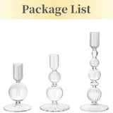 3Pcs Glass Candlestick Holders Glass Taper Candle Holders Groovy Wavy Elegant Candle Stick for Home Party Decoration