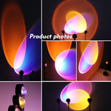 LED Sunset Lamp Nightlights Projector Home Decor Mood Light For Bedroom Living Room Wall Photography Neon Light Photography Gift