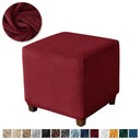 Velvet Square Ottoman Cover Soft Elastic Footrest Slipcovers for Living Room House Pouf Stool Covers Furniture Protector Case