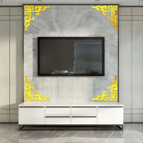Acrylic Mirror Sticker Wall Cabinet Decor Self-adhesive Geometry Wall Corner Decorative Wall Stickers DIY Room Home Office Decor