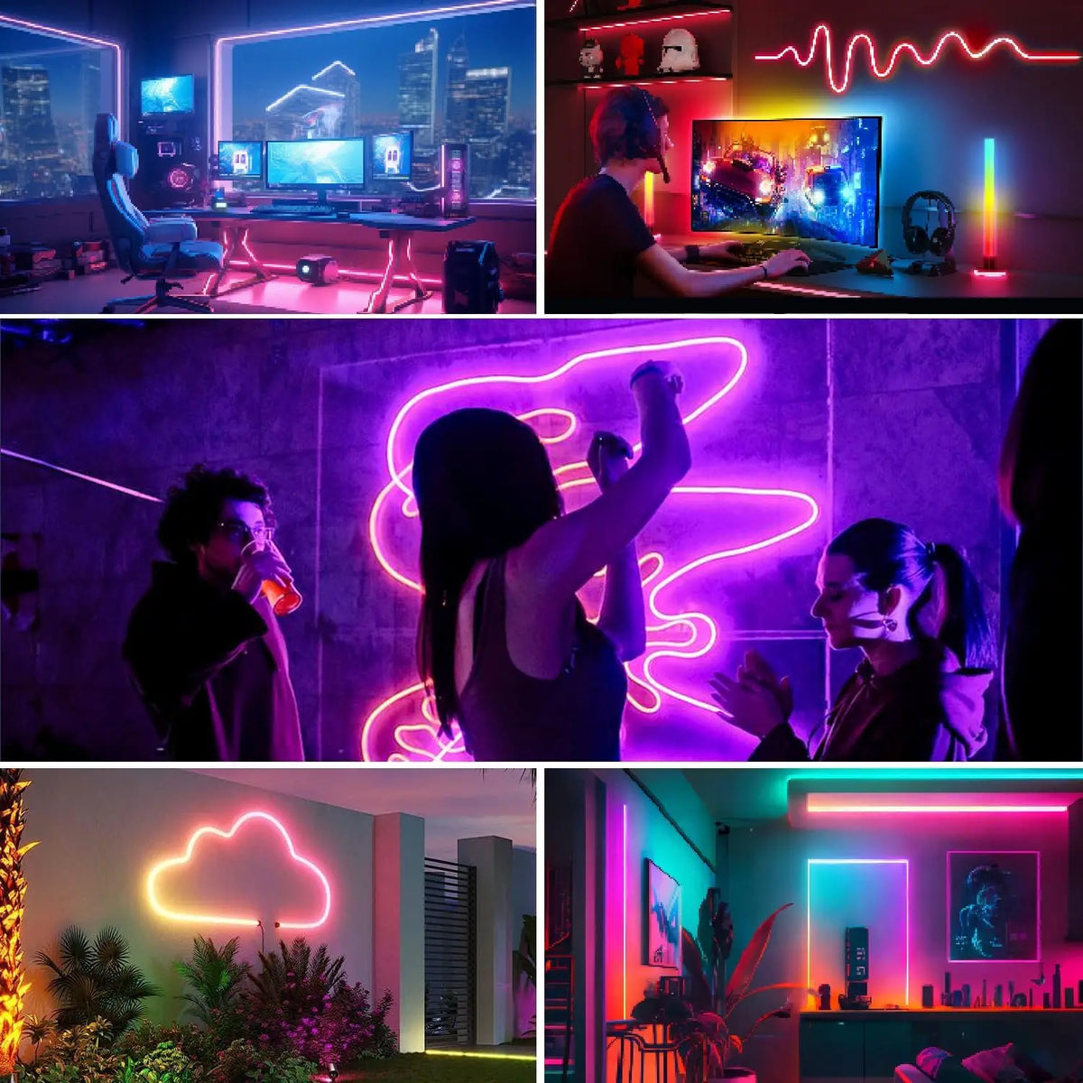 Neon Rope Light, Flexible Led Lights Control with App/Remote, Multiple Modes, Ip65 Outdoor Waterproof, Music Sync Light Strip for Bedroom