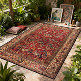 Bohemian Luxury Outdoor Carpet Flower Decoration Retro Style Living Room Rug Sofa Bedroom Easy Clean Washable Floor Mat Soft