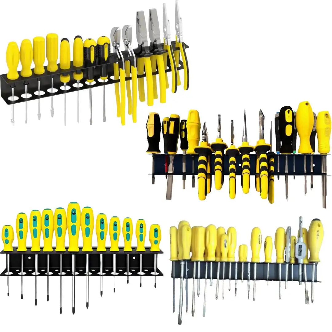 Heavy-Duty Metal Tool Rack, Space-Saving Wall-Mounted Organizer with Powder-Coated Iron, for Storing Screwdrivers, Pliers