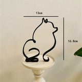 Dog Art Sculpture Metal Dog Abstract Minimalist Art Iron Figurines Office Desktop Accessories For Home Decoration Cute Miniature