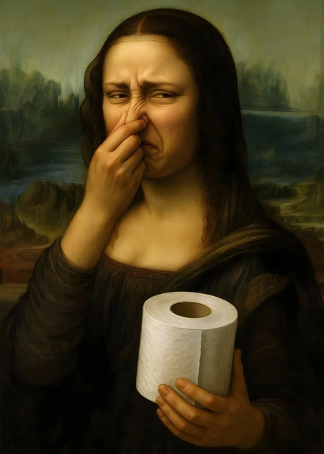 Mona Lisa Funny Toilet Canvas Print Poster Vintage Abstract Art Figure Painting Wash Room Toilet Hallway Wall Art Home Decor
