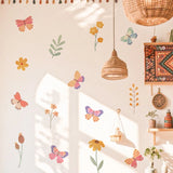 Watercolor Butterfly Flowers Cartoon Wall Sticker Child Room Girls Room Decal Kids Baby Room Bedroom Nursery Vinyl Home Decor