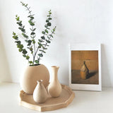 Wooden Flower Vase Retro Table Decorative Vase Dried Flower Arrangement Pot European Style Aesthetic Vase Home Desktop Ornaments