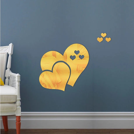 3D Acrylic Love Heart Pattern Wall Stickers, Mirror Wallpaper, Wedding, Bed Room, Home Room, Art Decor, Valentine's Day
