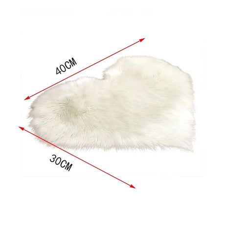 30X40cm Shaggy Carpet Faux Wool Heart Shaped Carpet Chair Sofa Cushion Living Room Bedroom Decorative Floor Mats Washable