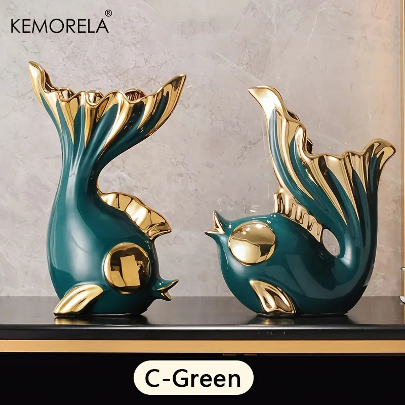 Ceramics Statue Exquisite Home Decor Modern Abstract Art Statue Ornaments Sculpture Decoration for Living Room Table Centerpiece