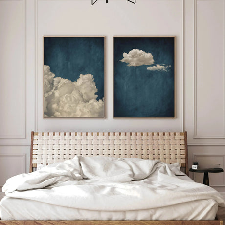 Abstract Blue Cloud Wall Art Poster Minimalist Sky Maximum Compromise Canvas Printmaking for Modern Living Room Home Decor Gifts