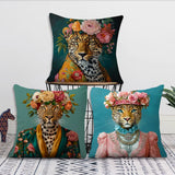 Comfortable Soft Fashion Pillow Case Wreath for Leopard Sofa Living Room Home Office Decor Portrait Goat With Europe and Protect