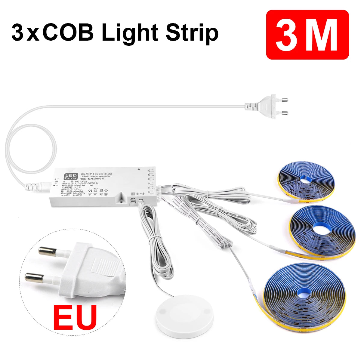 Smart Penetrable Wood COB LED Strip Touch Sensor Light 320Leds/m Warm/Neutral White Parallel Lights Kitchen Backlight Lighting
