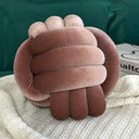 Cozy Hand-woven Knotted Pillow Golden Velvet Three-strand Rope Cushion for Sofa