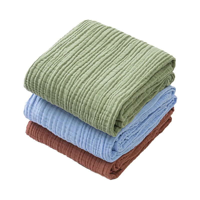 6 Layer Cotton Gauze Blanket Multipurpose Baby Bath Towel Waffle Texture Soft Children's Throw Blanket Without Fluorescent Color