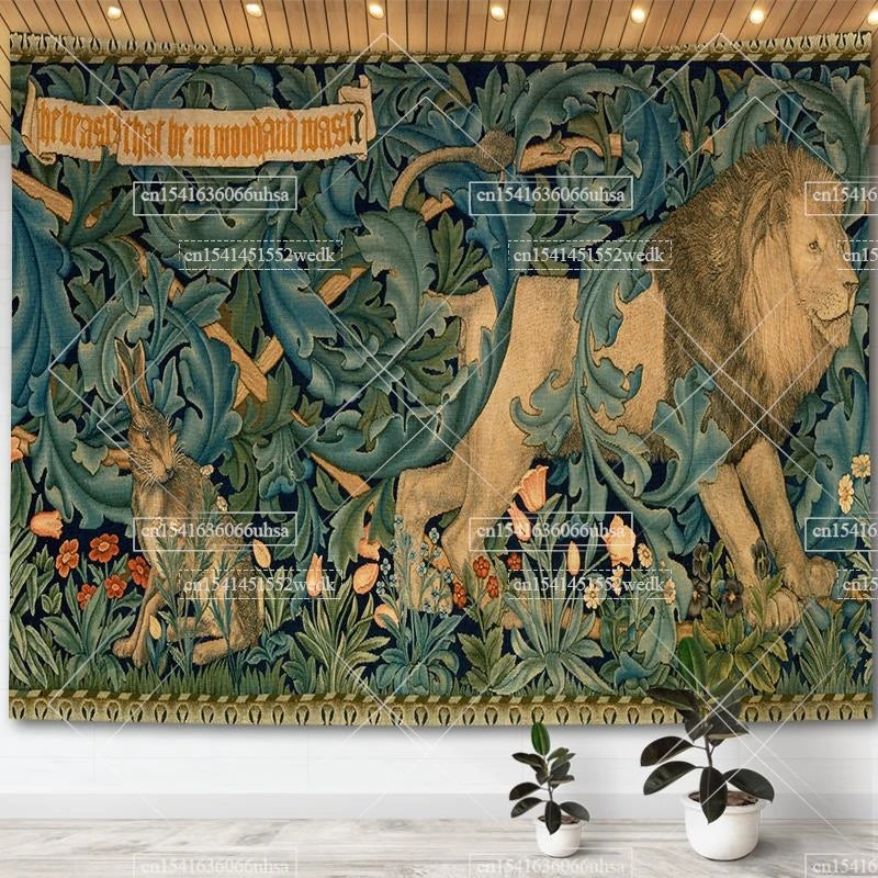 Medieval Unicorn Tapestry Wall Hanging For Home Decor Paintings Retro Hippie Tapestries Aesthetic Background Yoga Meditation