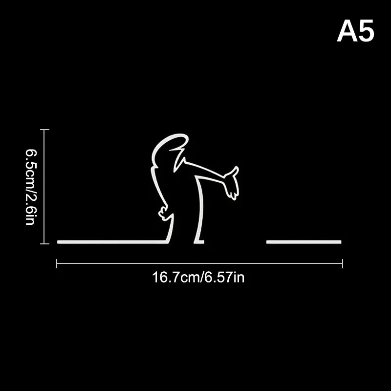 New La Linea Minimalist Line Art Car Sticker Bumper & Window Door Wall Decal With Cartoon Character Design Home Car Decoration