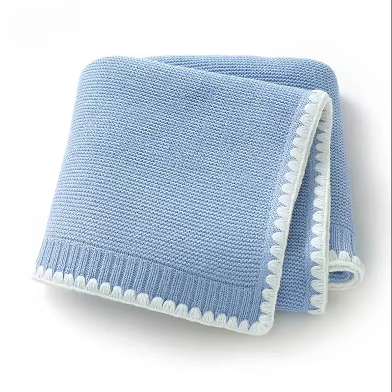 Personalized Name Knitted Acrylic Baby Blanket Breathable Boys Girls Newborn Swaddle Wraps Infant Nap Security Blankets