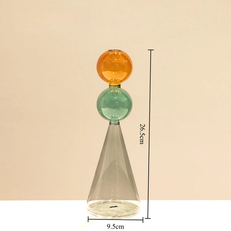 Minimalist Colored Glass Creative Double-layer Glass Transparent Vase Desktop Soft Decoration Hydroponics Vase Home Decoration