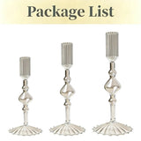 3Pcs Glass Candlestick Holders Glass Taper Candle Holders Groovy Wavy Elegant Candle Stick for Home Party Decoration