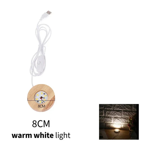 1/4Pcs Wood Desktop Decorative Lights Base Night Light Wooden LED USB RGB Display Lamp Display Stand Lamps Holder Art Ornament