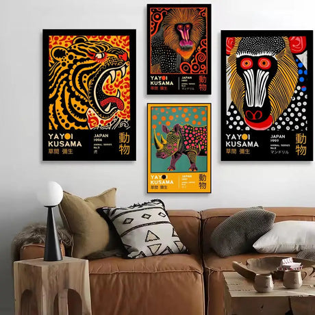 Japanese Yayoi K_Kusama Abstract Canvas Prints Poster Japandi Vintage Animal Aesthetics Art Prints Bedroom Wall Art Home Decor