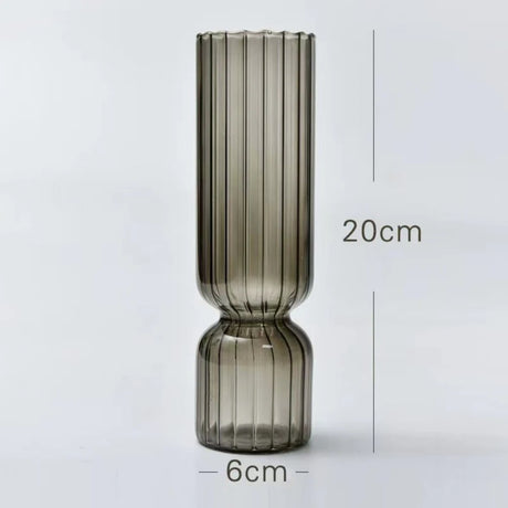 Nordic Creative Striped Colorful Vase Fashion Retro Glass Vase Decoration Ornament Hydroponic Vase for Home Office Decoration