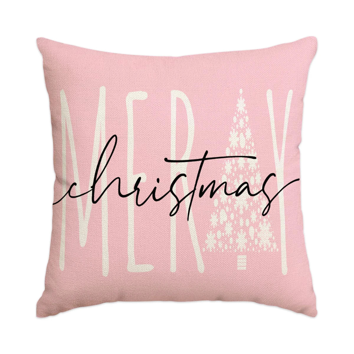 1/4pcs Christmas Pillow Cover, Pink Printed Cushion Cover, Farmhouse Decorative Sofa, Christmas Decoration (without Pillow Core)