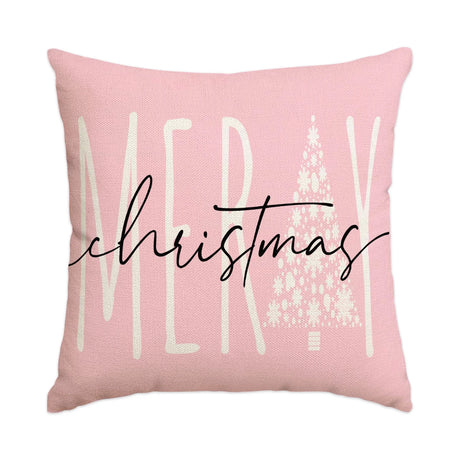 1/4pcs Christmas Pillow Cover, Pink Printed Cushion Cover, Farmhouse Decorative Sofa, Christmas Decoration (without Pillow Core)