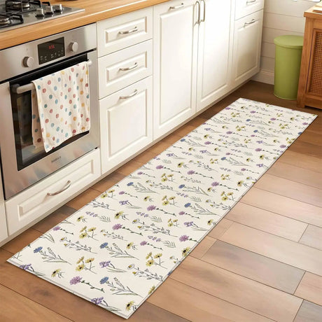 Bohemian Flower Runner Rugs Colorful Floral Pattern Carpet Fresh Natural Design Long Floor Mat for Bedroom Kitchen Laundry Room