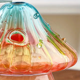 Boho Glass Mushroom Vase - Handcrafted Hydroponic Cylinder Planter for Living & Dining Room, Battery-Free Coffee Shop Decor
