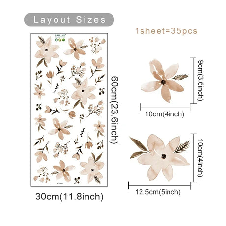 Flowers Wall Stickers for Bedroom Living Decor Wall Decals Girls Room Decorative Wall Stickers Baby Nursery Room Kids Room